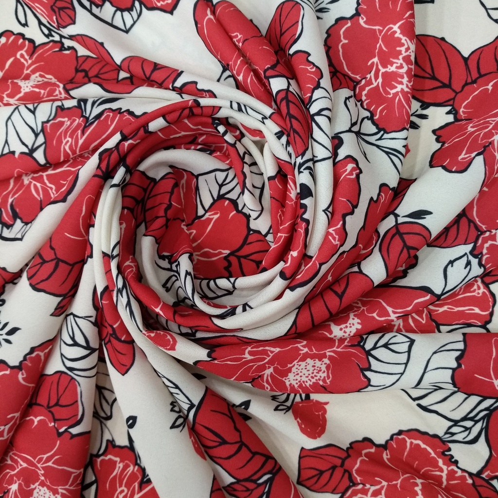 Red Flower Print On Royal Georgette (SS22L) RGPL40