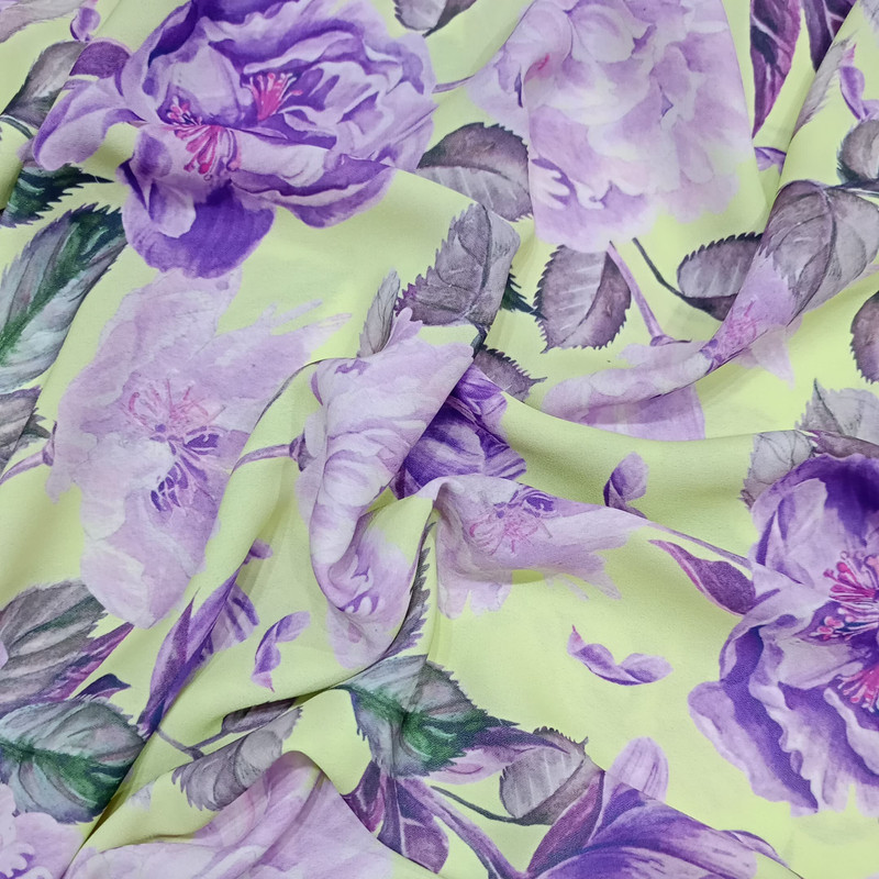 Purple Mariegold Floral Print On Royal Georgette SS22A-3