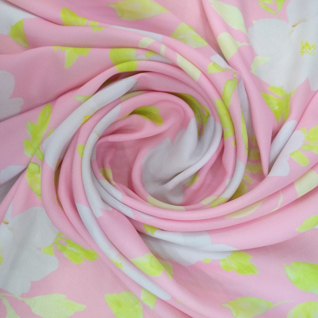 Pink Base White Flower Print On Royal Georgette (SS22A) RGPA57