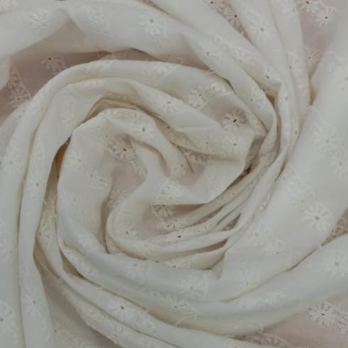 White Cotton Schiffli Embroidery#44