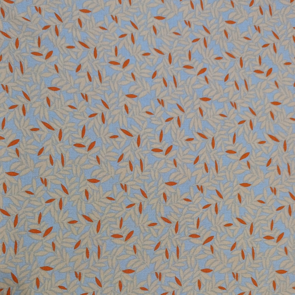 Sky Base Leaf Print On Rayon Jaquard S24 RJPS03
