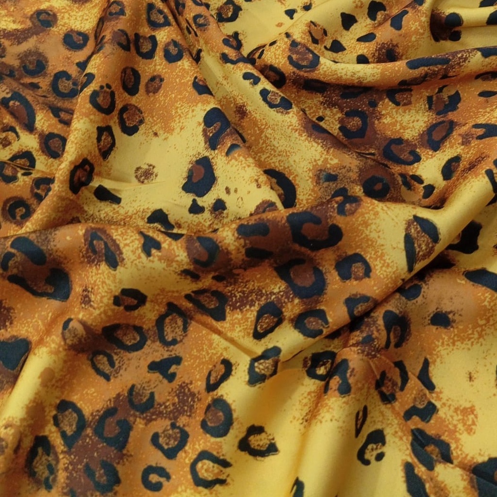 Chrome Satin Pezli With leopard skin Print Fabric SS22N-CSPB05