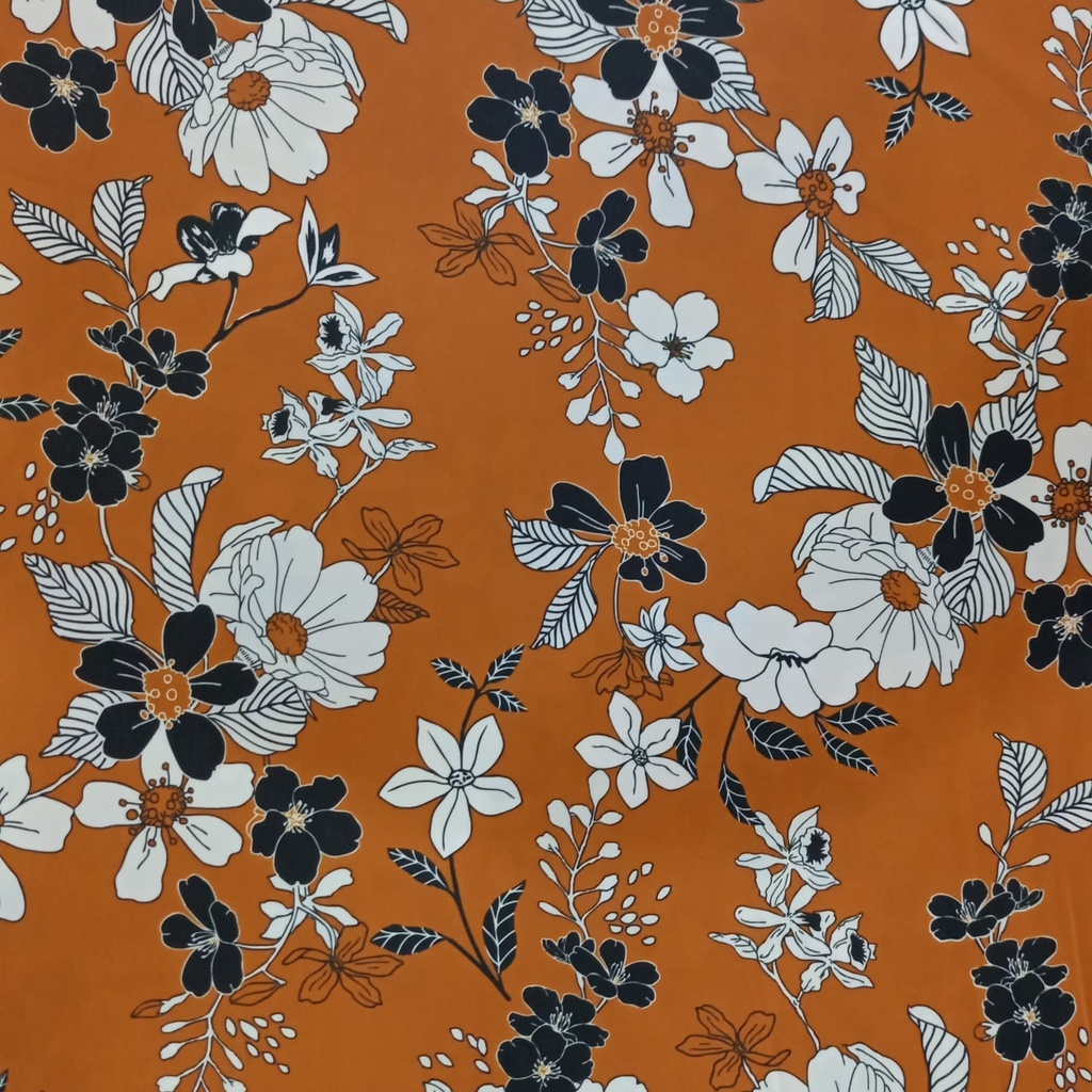 Tan Chrome Satin Floral Print Fabric SS22N CSPB09