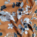 Tan Chrome Satin Floral Print Fabric SS22N CSPB09