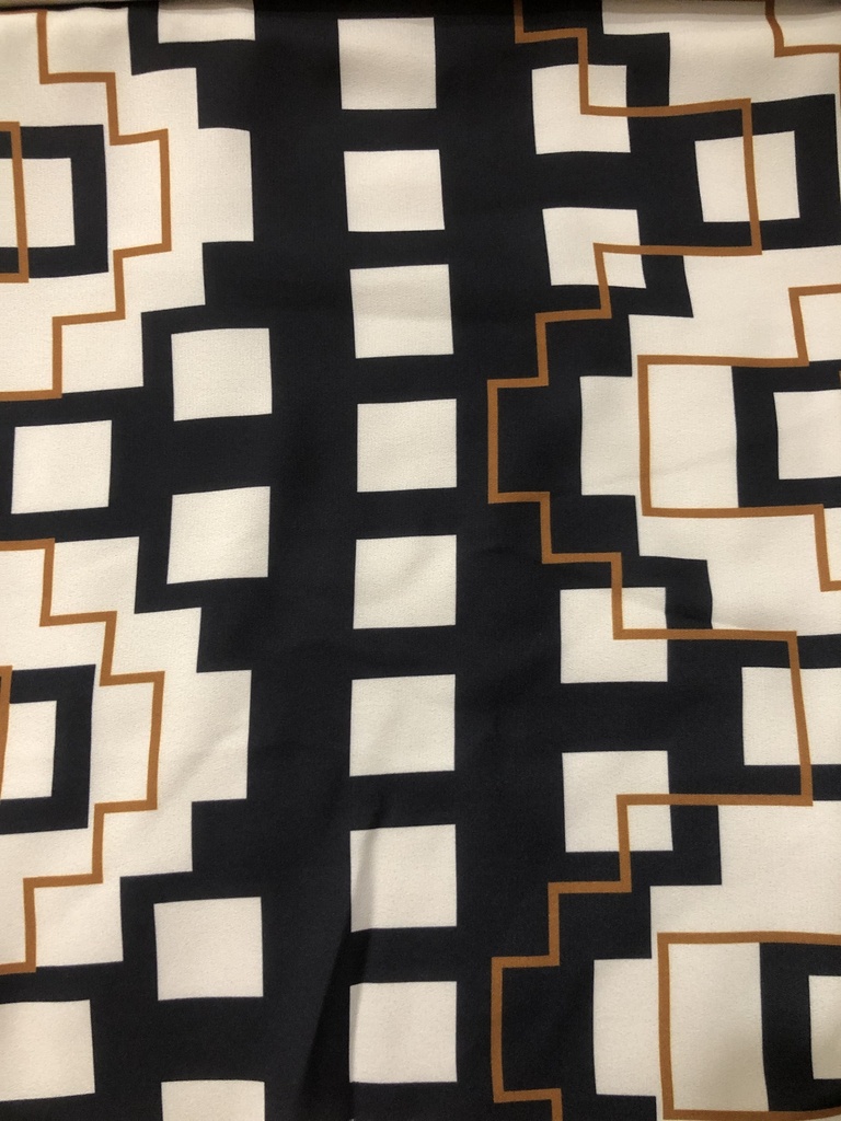 White & Gold & Black Geometrical Print On Royal Georgette (SS22N) RGPB03