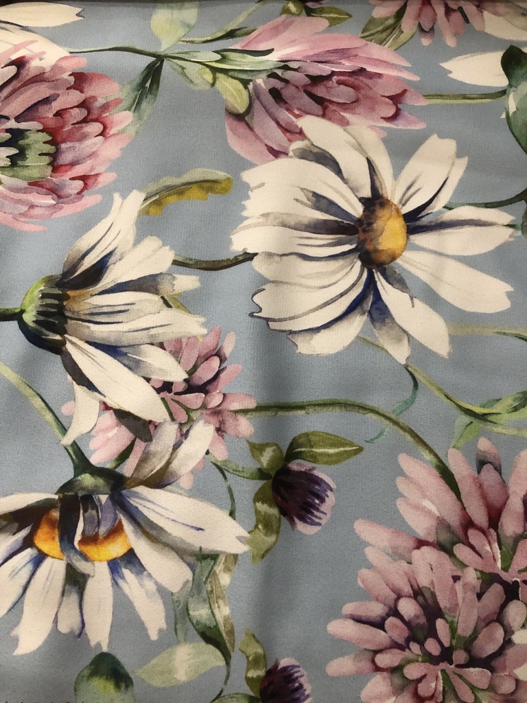 Sky Blue Base Floral Print On Royal Georgette (SS22N) RGPB17