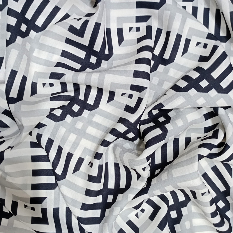 Black & White Abstract Print On Royal Georgette (SS22N) RGPB22