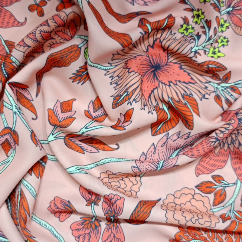 Peach Base Big Floral Print On Royal Georgette (SS2N) RGPB41