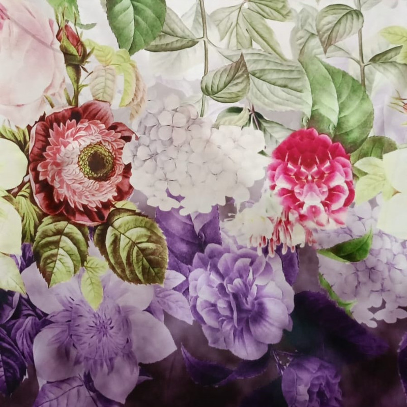 Botenic Rose Garden Print On Korean Satin SS22A KSPA12