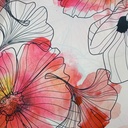 Bloosom Red Flowers Print On Korean Satin SS22A-KSPA63