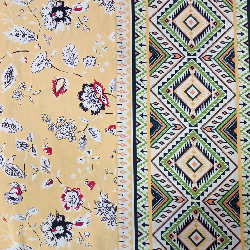 Bohemian Border Floral Print On korean Satin SS22L-KSPL04