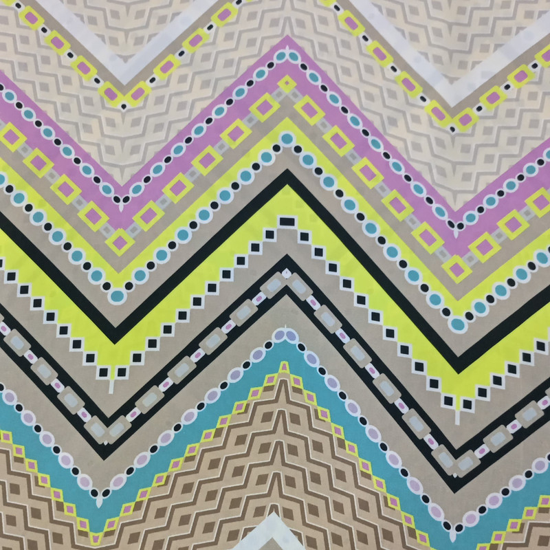Chevron Bohemian Print On Korean Satin SS22L-KSPL15