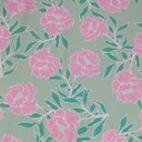 Pink Flower & Leaf Print On Korean Satin SS22L KSPL21