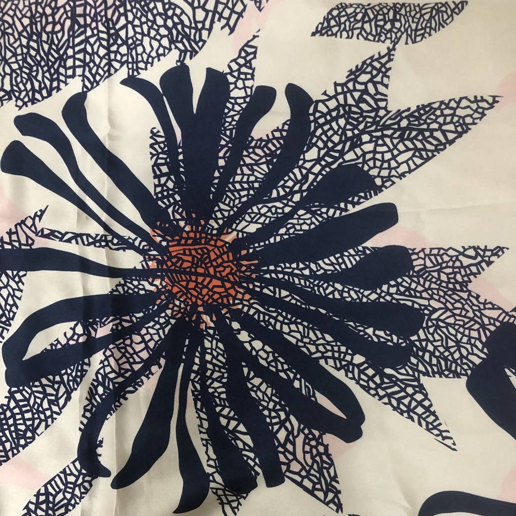 Black Flower Print On Korean Satin SS22L KSPL23