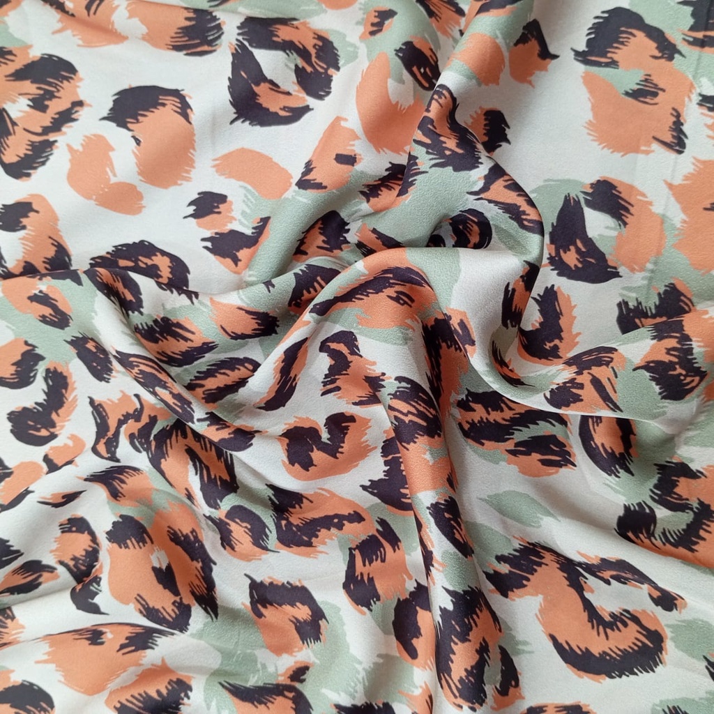 Red & Black Jaguar Print On Korean Satin SS22L KSPL24