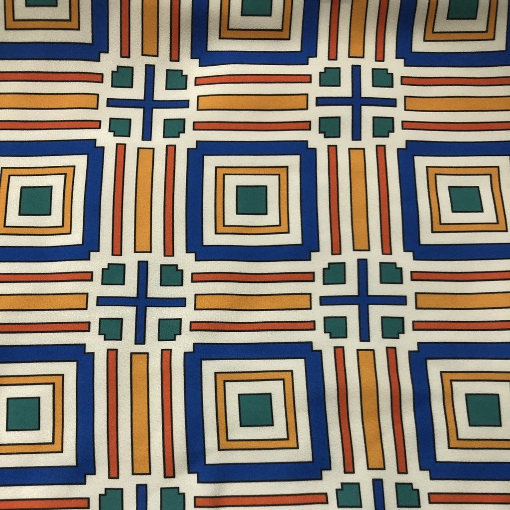 Brown Box Print On Korean Satin SS22N KSPB07