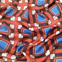 Red Box Geometrical Print On Korean Satin SS22N KSPB10