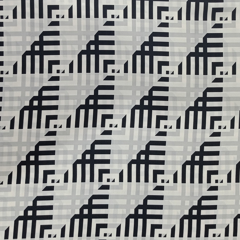 Black & White Abstract Print On Korean Satin SS22N KSPB22