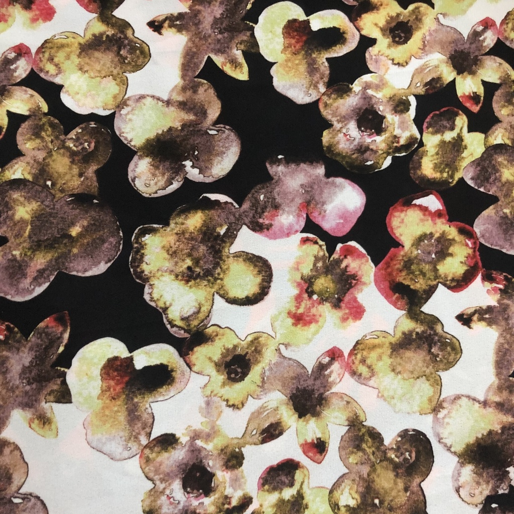 Pond Yellow Leaf Print On Korean Satin SS22N-KSPB34