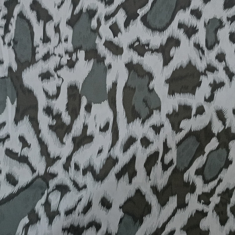 Grey & White Leopard Print On Korean Satin SS22N KSPB36