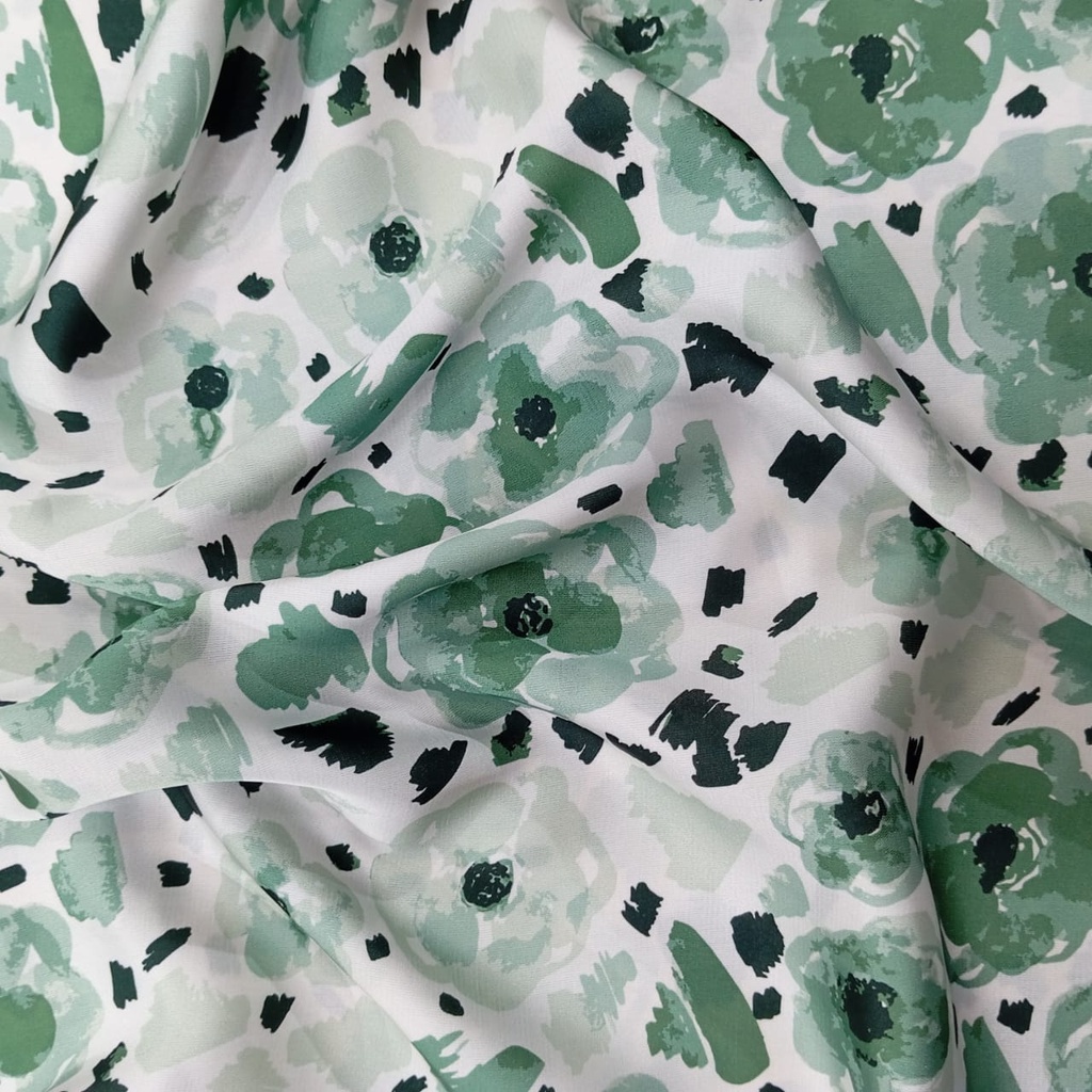 Vintage Floral Print On Korean Satin SS22N KSPB49