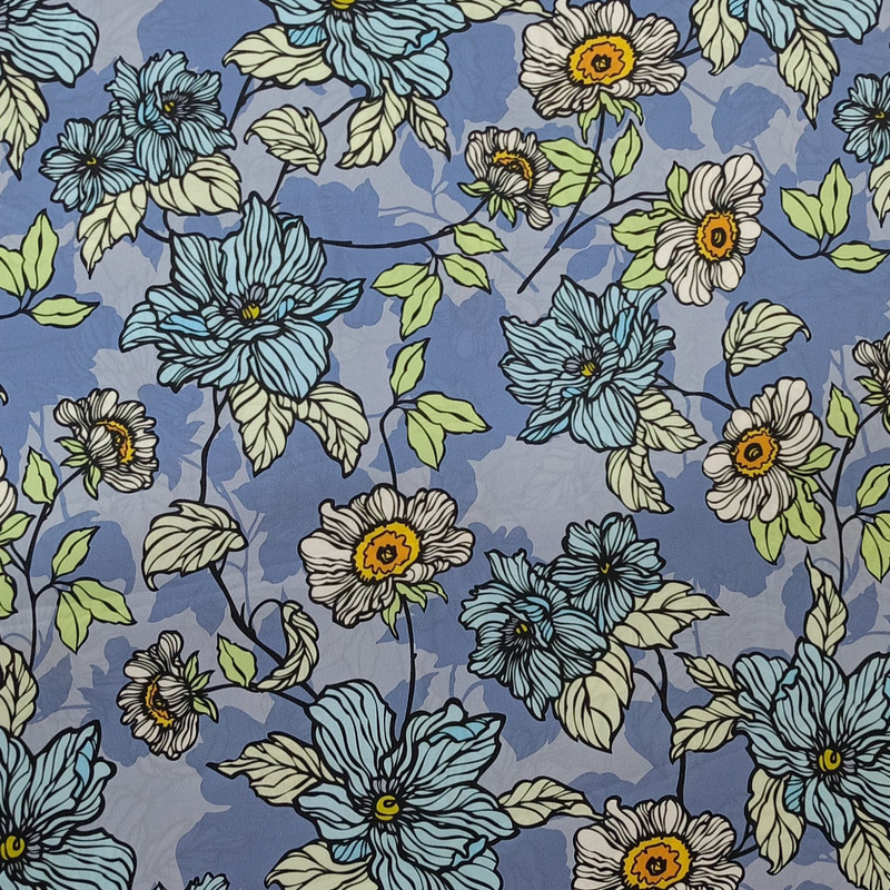 Floral Print On Korean Satin SS22N KSPB57