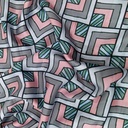 Pink Geometrical Box Print On Korean Satin SS2N KSPB69