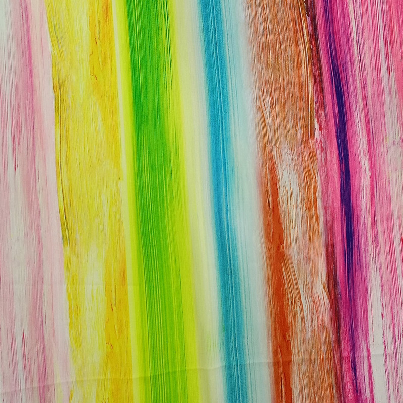 Rainbow Wave Print On Korean Satin SS22N KSPB79