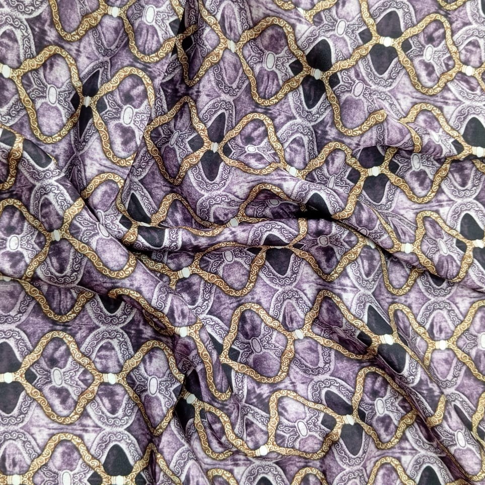 Ogee Purple Print On Korean Satin SS22N KSPB85