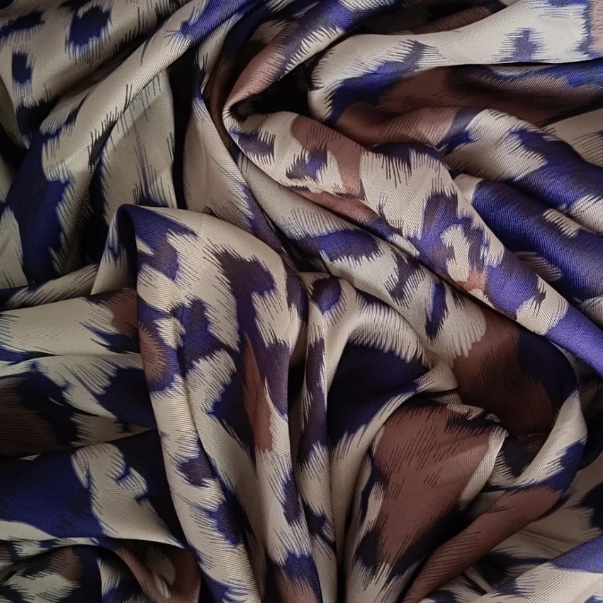 Brown & White Leopard Print On Twill Satin (D#89C#4) TSPS31