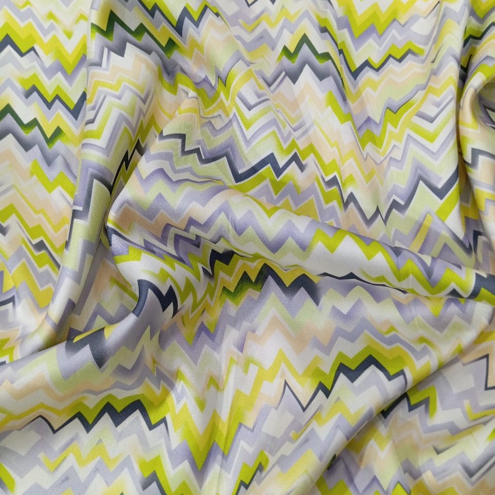 Chevron Wave Print On Twill Satin (D#76C#4) TSPS56