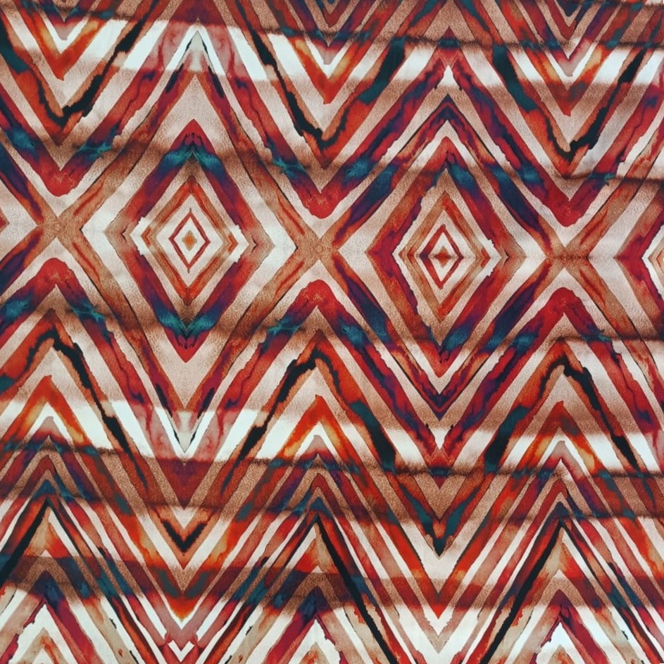 Orange Geometrical Art Print On Twill Satin (D#71C#3) TSPS59