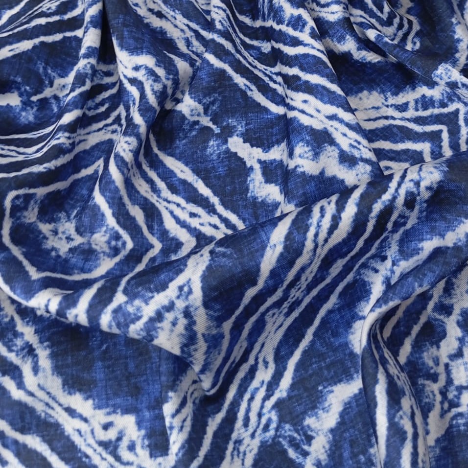 Black & White Marble Print On Twill Satin (D#70C#3) TSPS26