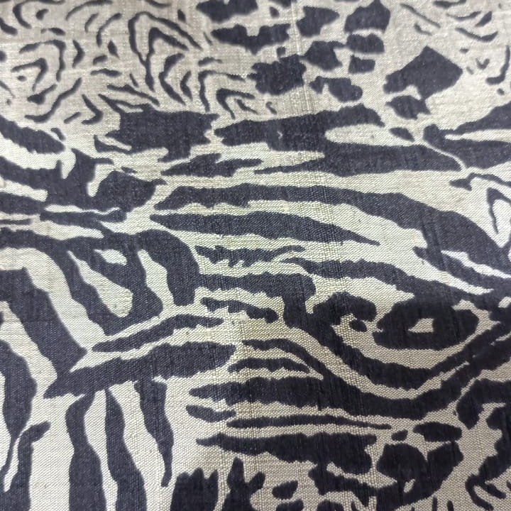 Abstract Black Leopard Print On Dupion Silk