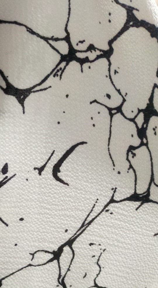 White And Black Marble Print On Snake Crepe S23-SCPS21