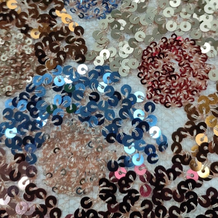 Embroidered Sequins(Scallops, Colour- Pink)