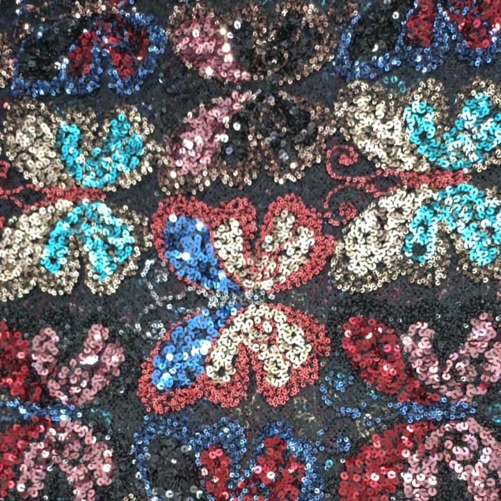 Embroidered Sequins (Full Butterfly, Colour-Black)