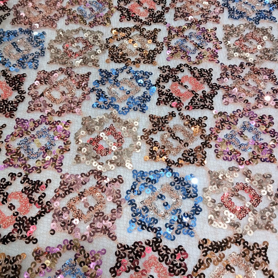 Embroidered Sequins (Diamond, Colour-Cream)