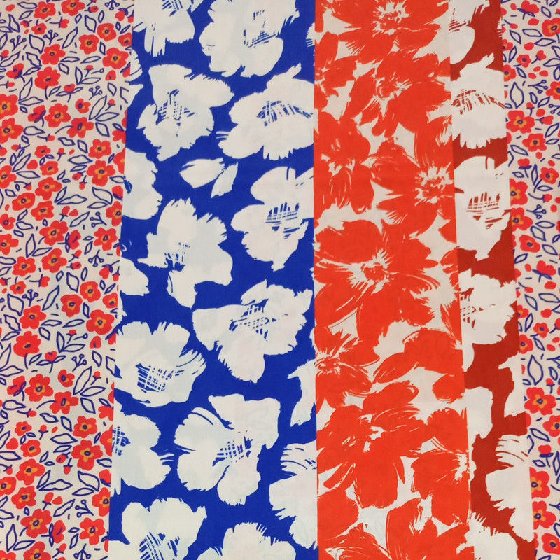 Red Floral Print Korean Satin SS22L KSPL43