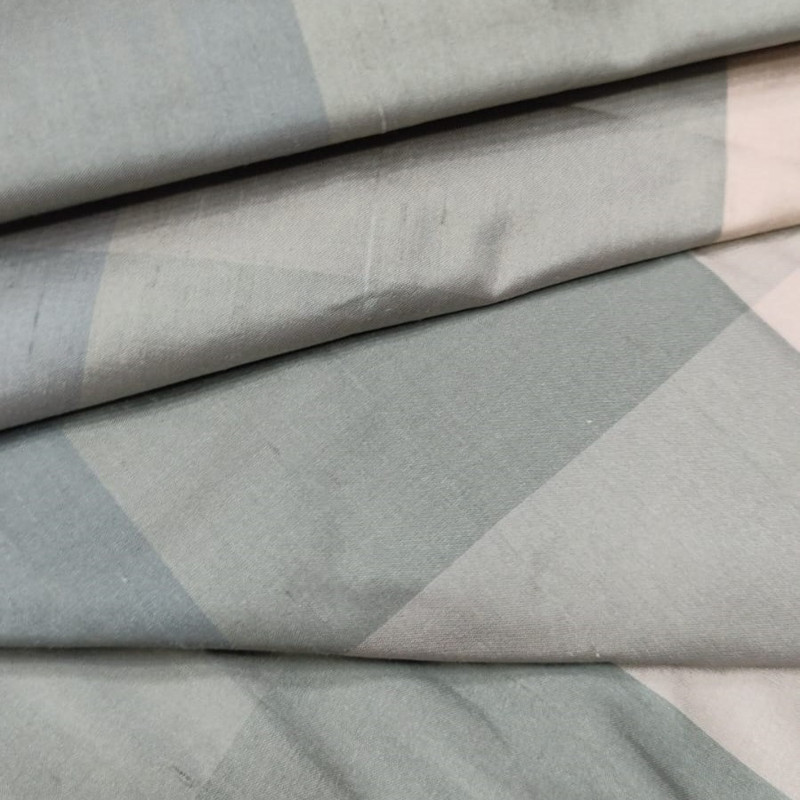 Dupion Silk -Grey & Cream-Check