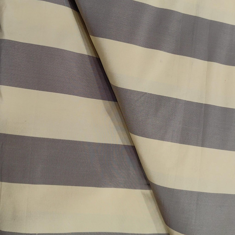 Silk Taffeta-Black & Cream-Stripes