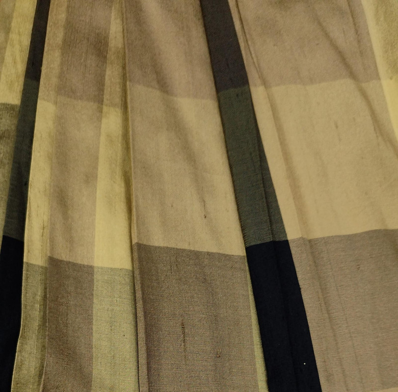 Dupion Silk -Beige & Black-Check