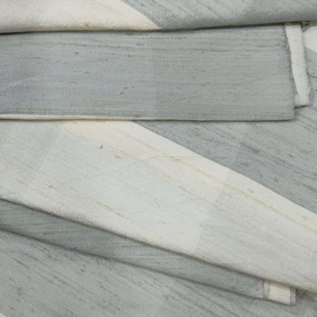 Dupion Silk -Grey & White-Stripes