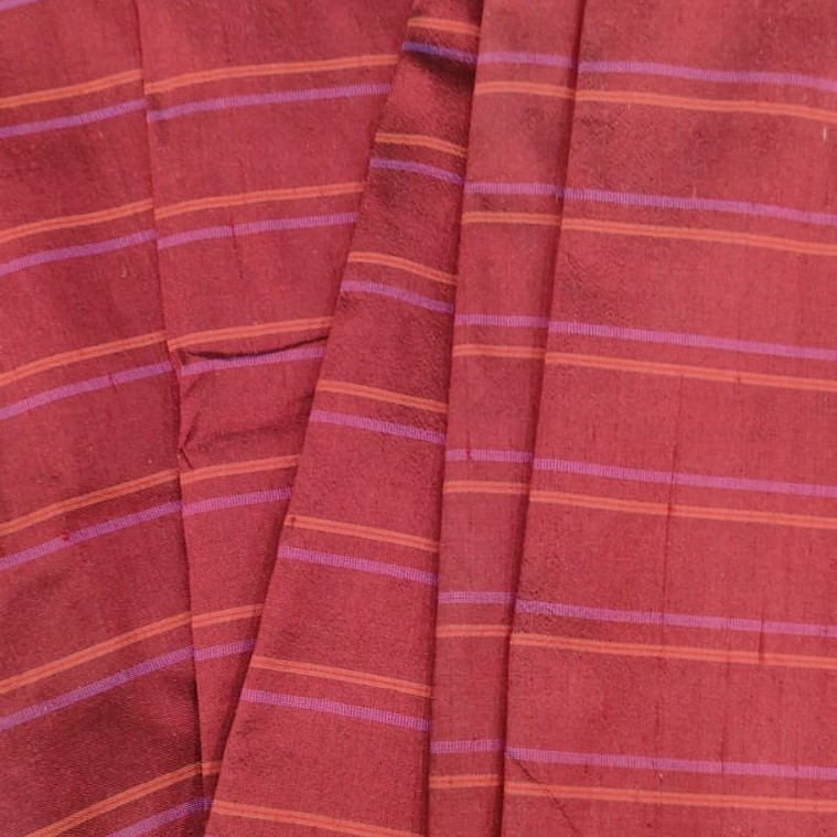 Dupion Silk -Red -Stripes