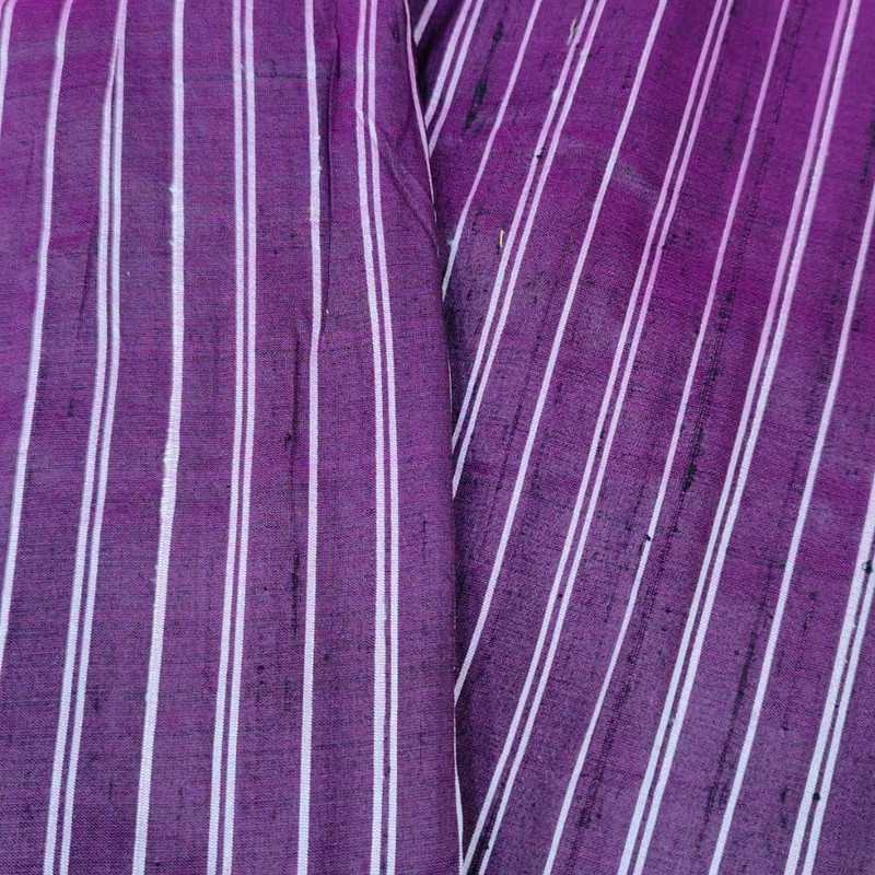 Raw Silk Dupion-Voilet & White-Stripes