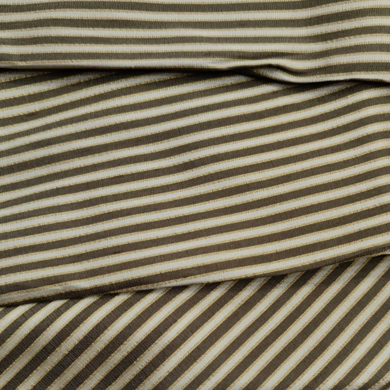 Dupion Silk -Brown & Cream-Stripes