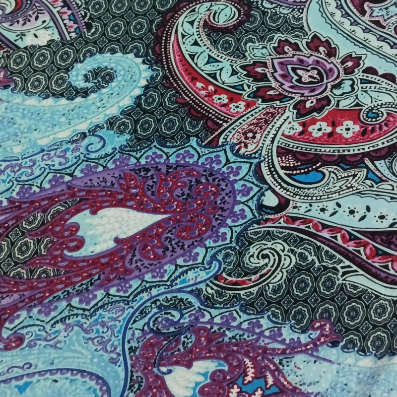 Big Paisley Skyblue Print On Viscose