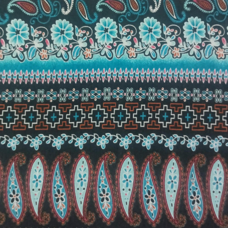 Paisley Border Print On Viscose