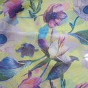 Yellow Base Flowers Print On Habutai Satin S24 HSPS61