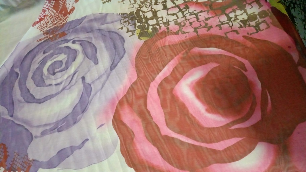 Couple Rose Print On Flat Chiffon FCPS103